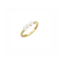 9k Yellow Gold Beaded Pearl Ring