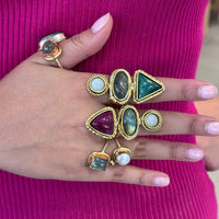 Amara TriStone Ruby Labrodite and Moonstone Ring
