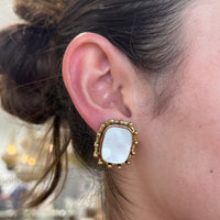 Amara Dotted Square Pearl Stud Earrings