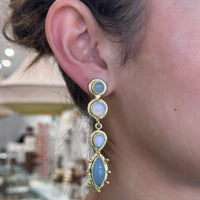Amara Opalite and Chalcedonian Studded Drop Earrings