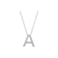 Diamond Initial Necklace - White Solid Gold