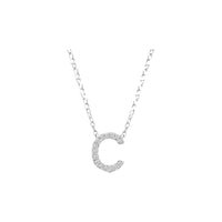 Diamond Initial Necklace - White Solid Gold