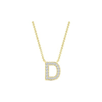 Diamond Initial Necklace - Yellow Solid Gold