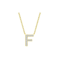 Diamond Initial Necklace - Yellow Solid Gold