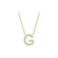 Diamond Initial Necklace - Yellow Solid Gold