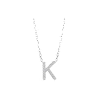 Diamond Initial Necklace - White Solid Gold