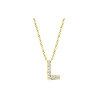 Diamond Initial Necklace - Yellow Solid Gold