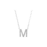 Diamond Initial Necklace - White Solid Gold
