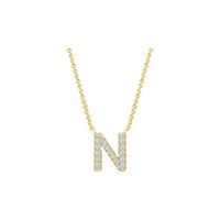 Diamond Initial Necklace - Yellow Solid Gold
