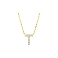 Diamond Initial Necklace - Yellow Solid Gold