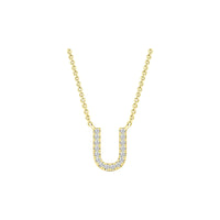 Diamond Initial Necklace - Yellow Solid Gold