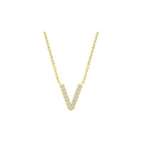 Diamond Initial Necklace - Yellow Solid Gold
