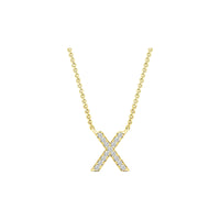 Diamond Initial Necklace - Yellow Solid Gold