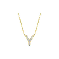 Diamond Initial Necklace - Yellow Solid Gold