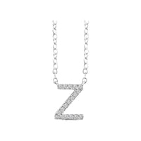 Diamond Initial Necklace - White Solid Gold