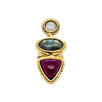 Amara TriStone Ruby Labrodite and Moonstone Ring