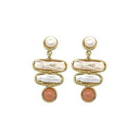 Amara Pearl Bar and Red Aventurine Earrings