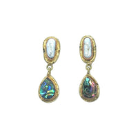 Amara Pearl and Abalone Shell Double Drop Earrings