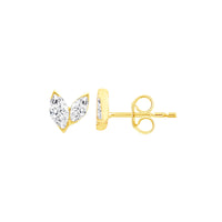 9k Gold Marquise Diamond Heart Studs