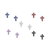 Mini Gemstone Cross Studs