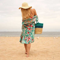 Teal Wildlife Floral Kimono Robe