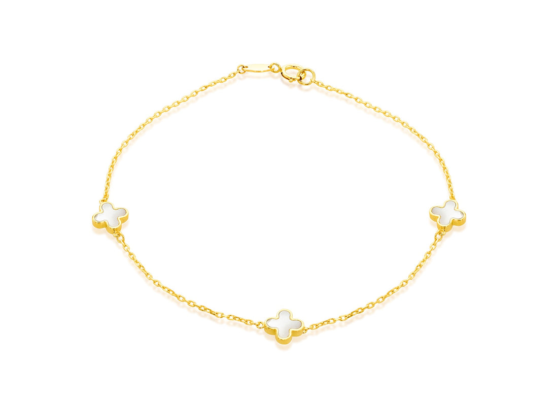 9k Yellow Gold Petal MOP Bracelet