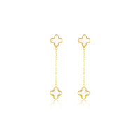 9k Yellow Gold Petal MOP Drop Earrings