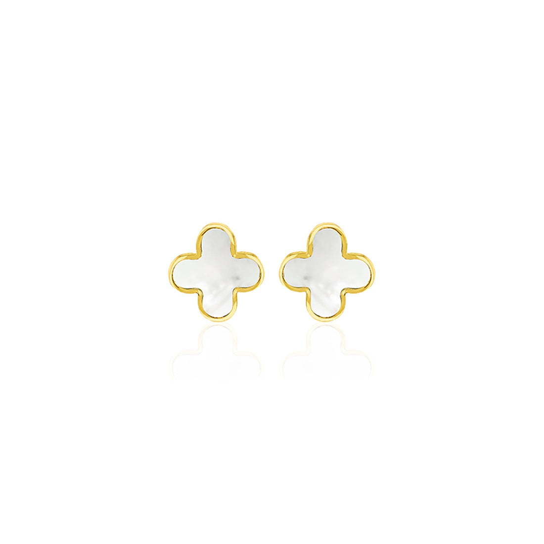 9k Yellow Gold Petal MOP Stud Earrings