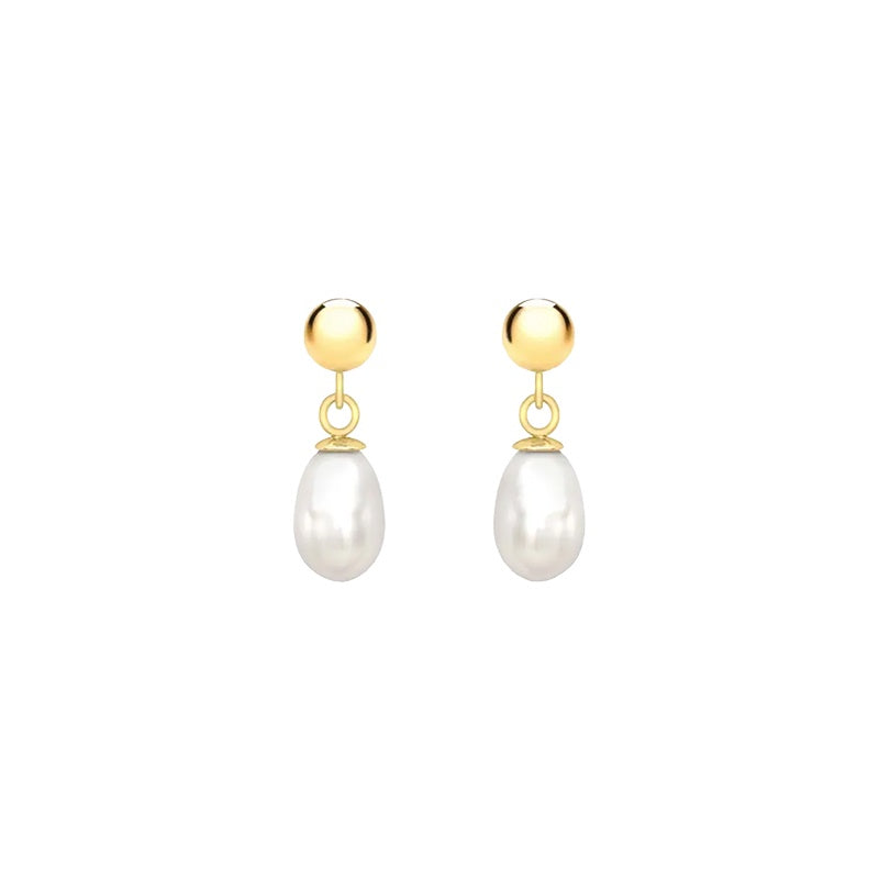 9k Yellow Gold Fresh Water Pearl Drop Earrings