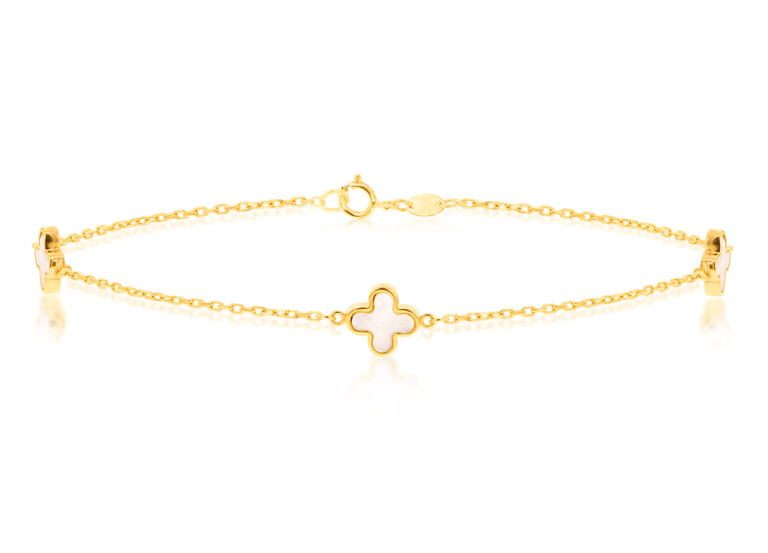 9k Yellow Gold Petal MOP Bracelet