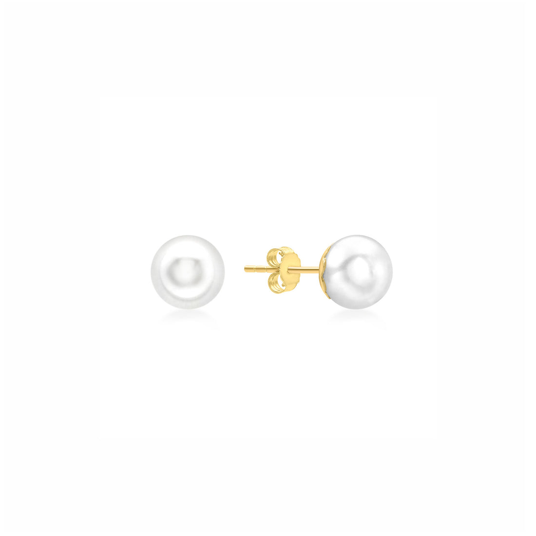 9k Yellow Gold Pearl Large Stud Earrings