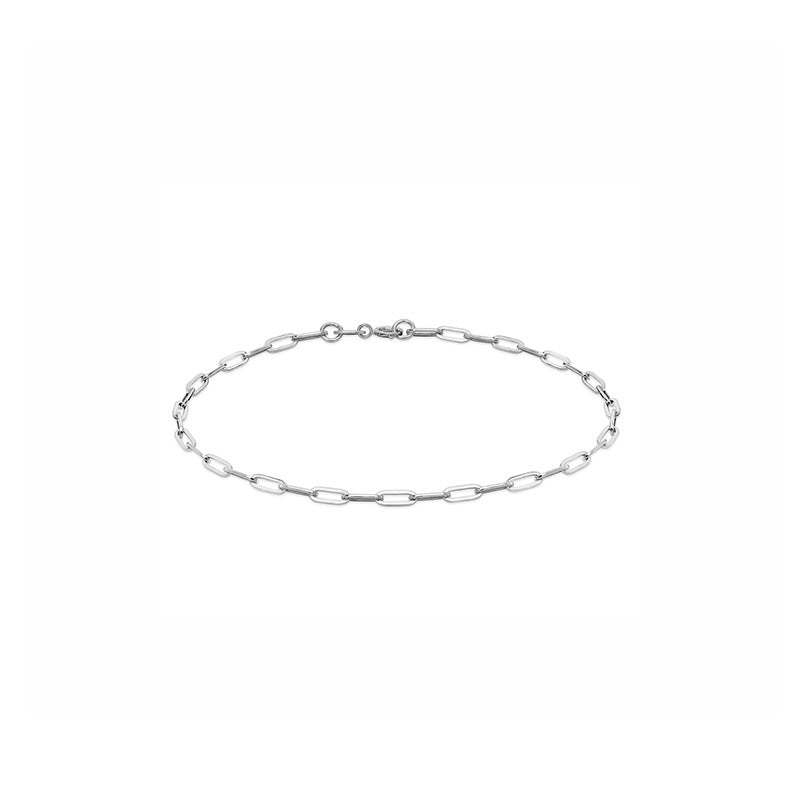 White Gold Paperclip Chain Bracelet