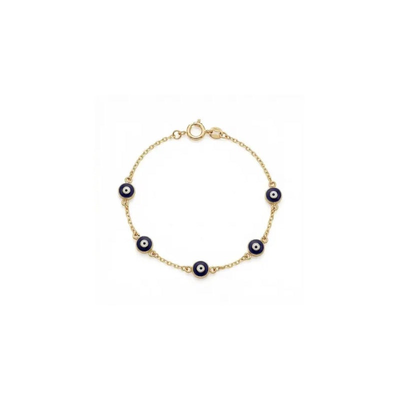 9k Yellow Gold Round Evil Eyes Bracelet