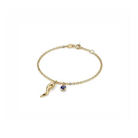9k Yellow Gold Evil Eye and Horn Bracelet