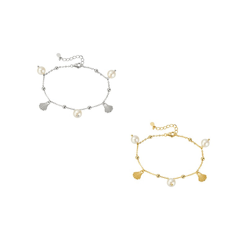 Pearl and Shell Charm Bracelet