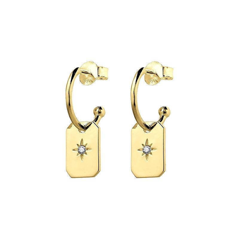 Gold Celestial Medallion Drop Earrings