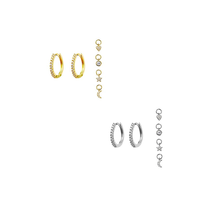 Multi Charm Crystal Hoop Earrings