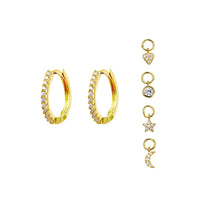 Multi Charm Crystal Hoop Earrings