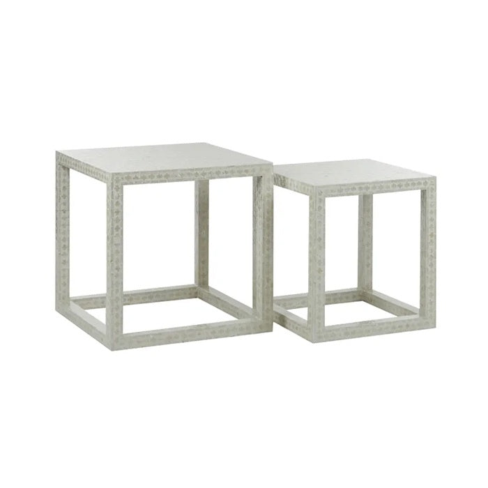 Shell Inlay Square Side Table