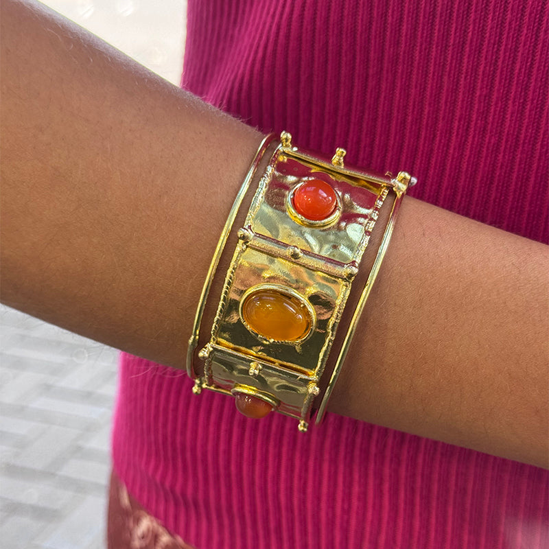 Amara Carnelian and Lemon Onyx Cuff