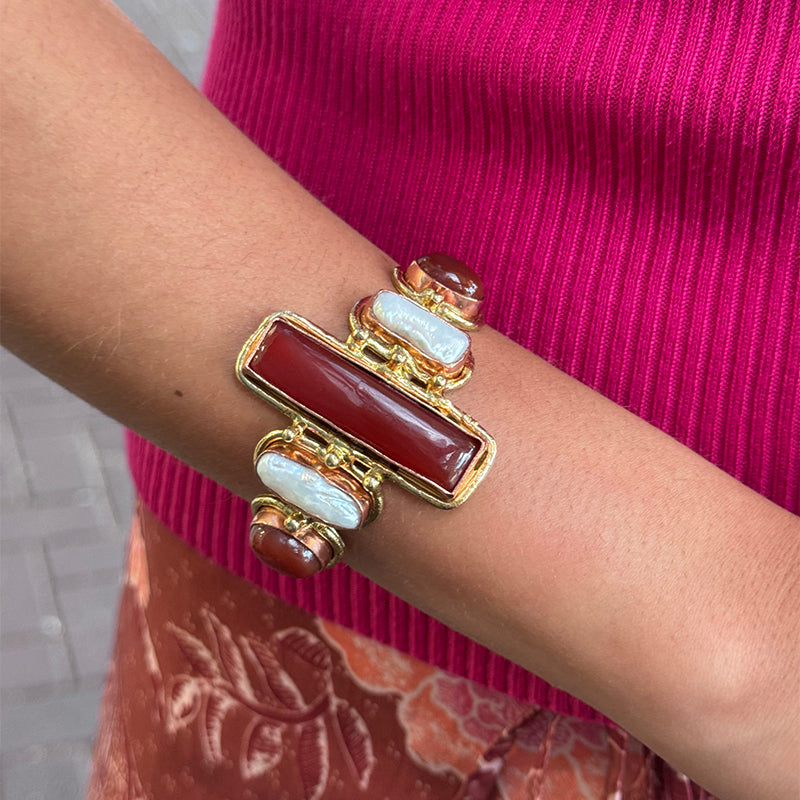Amara Carnelian and Pearl Cuff