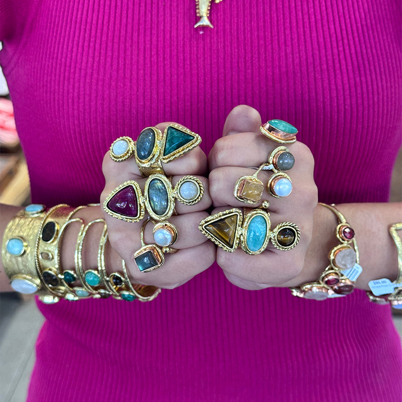 Amara TriStone Amazonite and Tigers Eye Ring
