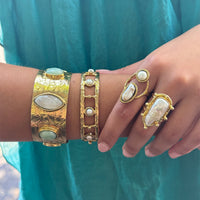 Amara Amazonite and Moonstone Wide Cuff