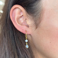 Allora Pearl and Teardrop Moonstone Earrings
