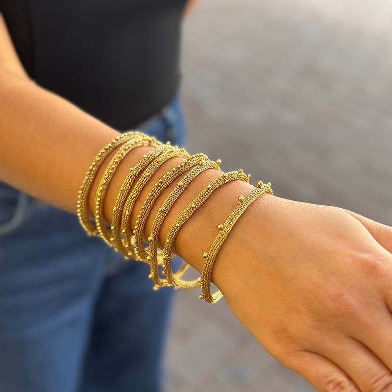 Milena Zu Spaced Dot Tube Gold Bracelet