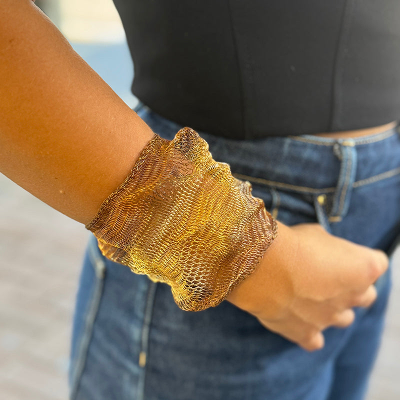 Milena Zu Gold and Brass Scrunch Cuff