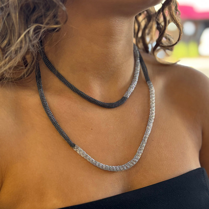 Milena Zu Silver Long Tube Necklace