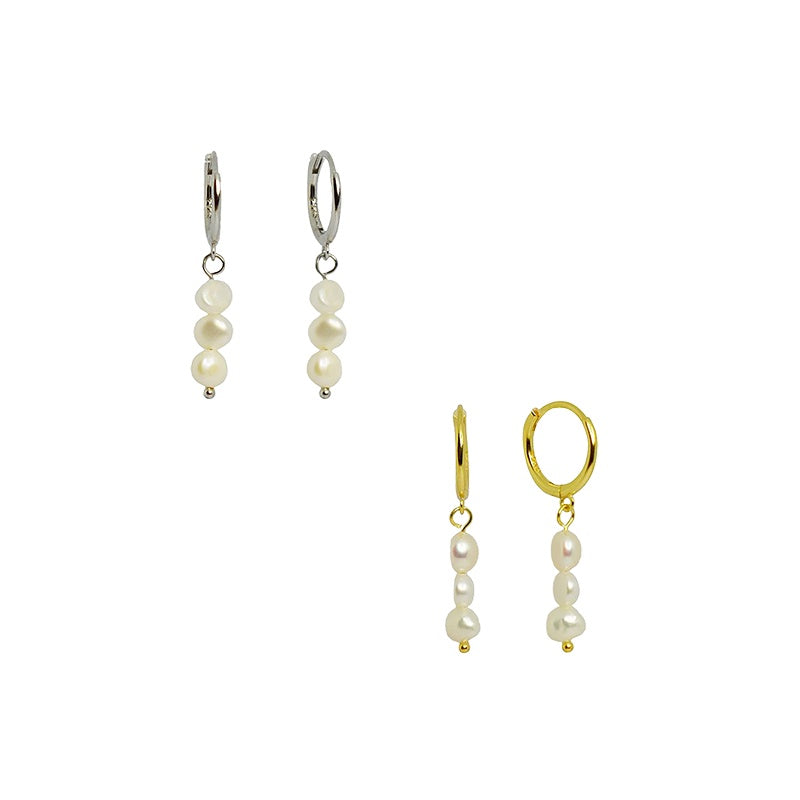 Petite Triple Pearl Drop Huggies