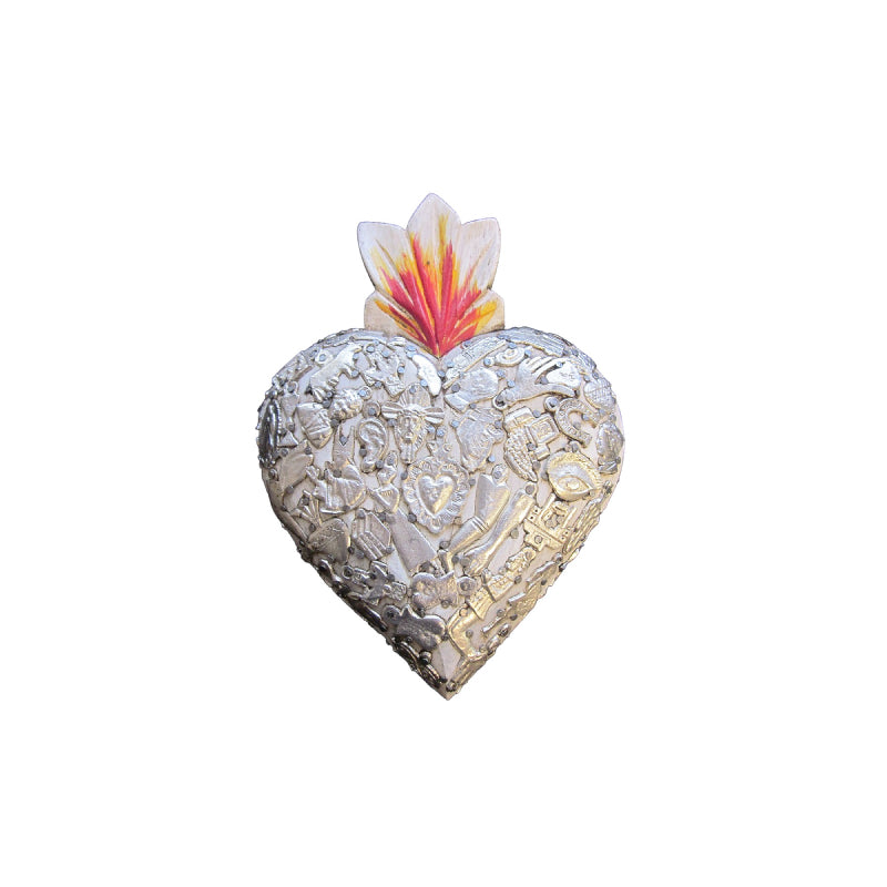 Mexican White Milagros Heart