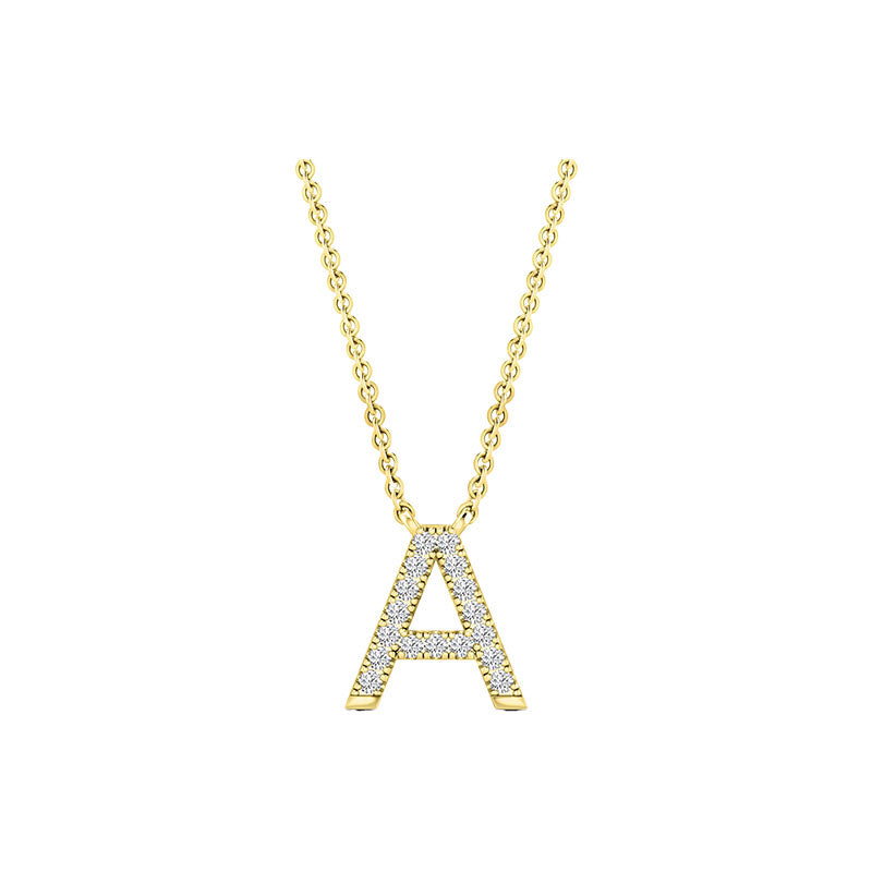 Diamond Initial Necklace - Yellow Solid Gold